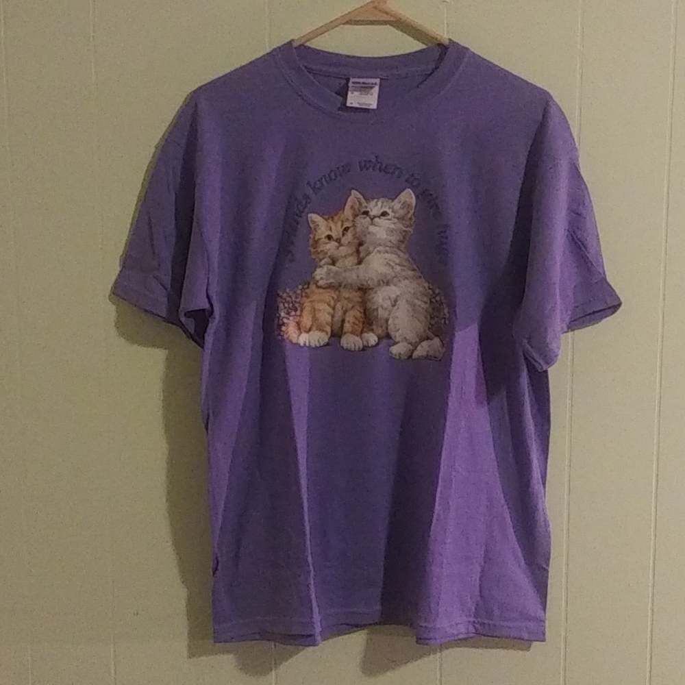 Hugging Kittens Purple T-shirt